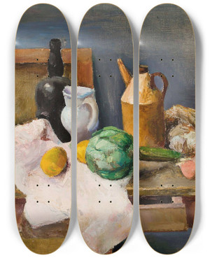 Triptych art skateboard deck of Zygmunt Waliszewski Still Life_2 by Zygmunt Waliszewski (1897-1936)