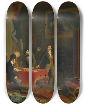 Triptych art skateboard deck of Pierre Roch Vigneron The Division by Pierre Roch Vigneron (1789-1872)