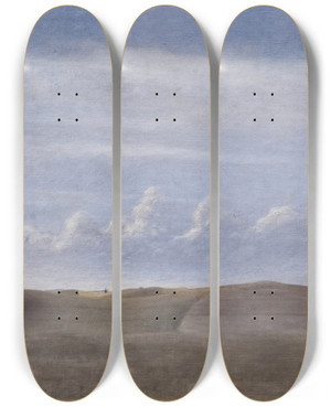 Triptych art skateboard deck of Vilhelm Hammershi Landscape by Vilhelm Hammershoi (1864-1916)