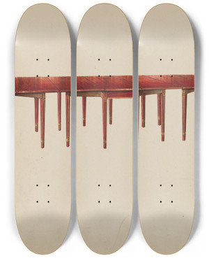 Triptych art skateboard deck of Harry Eisman Dining Table by Harry Eisman
