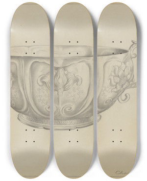 Triptych art skateboard deck of Charles Cullen Silver Bowl_2 by Charles Cullen (20-)