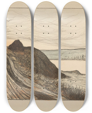 Triptych art skateboard deck of Maxime Maufra La Route De Gaud by Maxime Maufra (1861-1918)