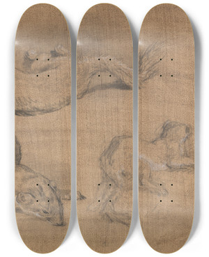 Triptych art skateboard deck of James Ward Ferrets by James Ward (1769-1859)