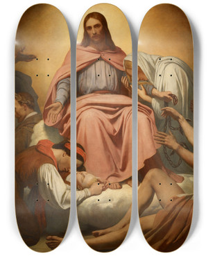Triptych art skateboard deck of Ary Scheffer Christus Consolator by Ary Scheffer (1795-1858)