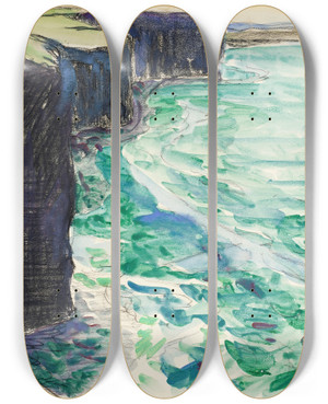 Triptych art skateboard deck of Maxime Maufra The Cliff by Maxime Maufra (1861-1918)