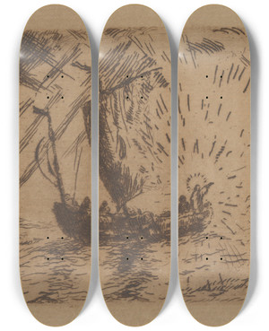 Triptych art skateboard deck of James Ensor Christus In De Schuit by James Ensor (1860-1949)