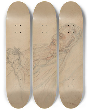 Triptych art skateboard deck of James Ensor Mijn Dode Tante by James Ensor (1860-1949)