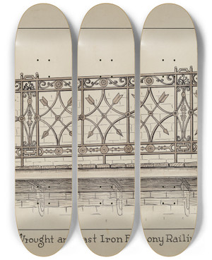 Triptych art skateboard deck of Lucien Verbeke Balcony Railing_2 by Lucien Verbeke