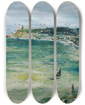 Triptych art skateboard deck of Wilhelm Thny Le Havre by Wilhelm Thony (1888-1949)