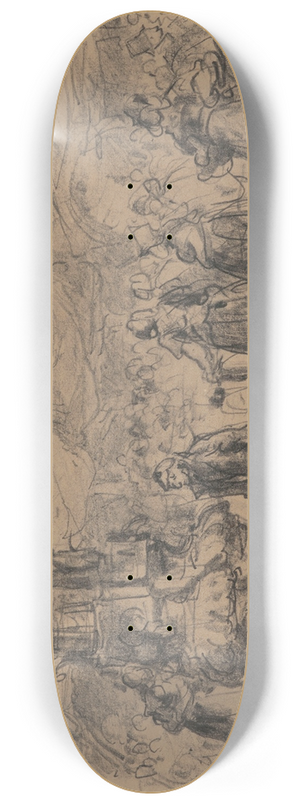 Henri Franois Schaefels - The Old Fishmarket in Antwerp 8.25 inch art skate deck