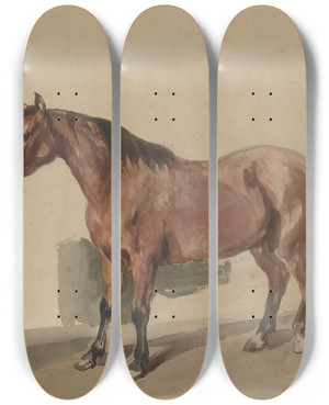 Triptych art skateboard deck of Piotr Michaowski Stableman With A Horse_1 by Piotr Michalowski (1800-1855)