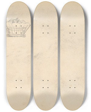Triptych art skateboard deck of Paul Czanne Basket by Paul Cezanne (1839-1906)