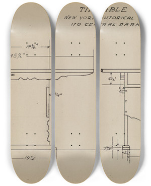 Triptych art skateboard deck of American 20Th Century Tip Table by American 20Th Century