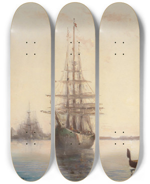 Triptych art skateboard deck of Joseph Hippolyte Aussandon Venice by Joseph Hippolyte Aussandon (1836)