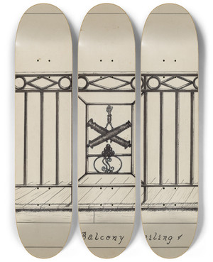 Triptych art skateboard deck of Ray Price Cast Iron Balcony Rail_7 by Ray Price (20-)