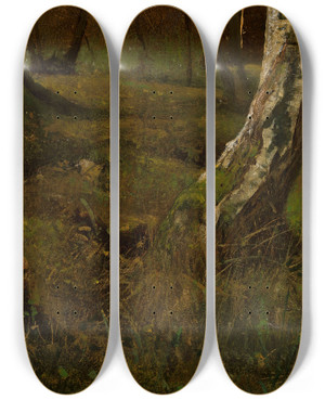Triptych art skateboard deck of Curt Agthe Birch Trunk by Curt Agthe (1862-1943)