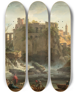 Triptych art skateboard deck of Claudejoseph Vernet View Oftivoli by Claude Joseph Vernet (1714-1789)