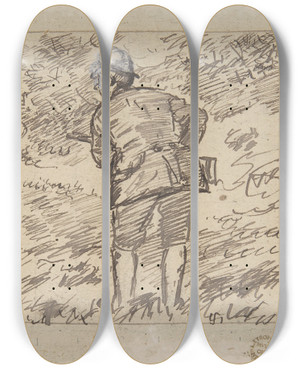Triptych art skateboard deck of Charles Samuel Keene A Reproof by Charles Samuel Keene (1823-1891)