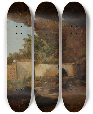 Triptych art skateboard deck of Johann Baptist Kirner Grotte by Johann Baptist Kirner (1806-1866)
