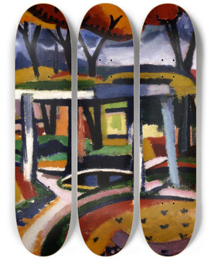 Triptych art skateboard deck of Henry Lyman Saen Dcor Slav by Henry Lyman Saen (1875-1918)