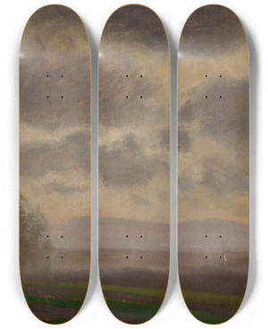 Triptych art skateboard deck of Ferdinand Katona Before The Storm by Ferdinand Katona (1864-1932)