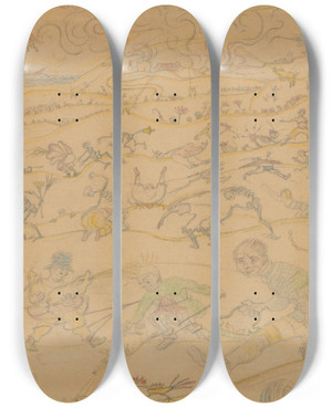 Triptych art skateboard deck of James Ensor De Gefopte Boeren by James Ensor (1860-1949)