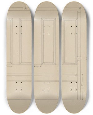 Triptych art skateboard deck of Harry Eisman Settee_3 by Harry Eisman