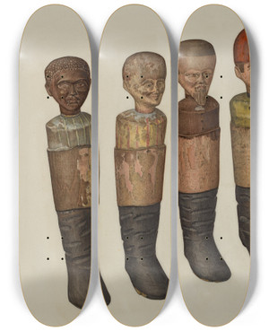 Triptych art skateboard deck of Selma Sandler Pa German Pins by Selma Sandler
