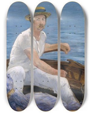 Triptych art skateboard deck of Douard Manet Boating by douard Manet (1832-1883)