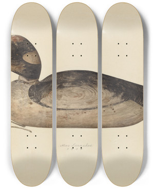 Triptych art skateboard deck of Max Fernekes Duck Decoy by Max Fernekes