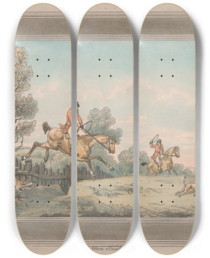 Triptych art skateboard deck of Samuel Howitt Full Cry_1 by Samuel Howitt (1756-1822)