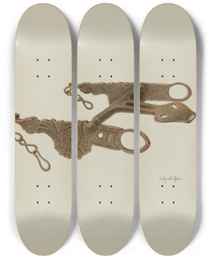 Triptych art skateboard deck of Cornelius Christoffels Bit_1 by Cornelius Christoffels (1879-1960)