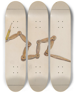 Triptych art skateboard deck of Benjamin Resnick Candlestick_1 by Benjamin Resnick