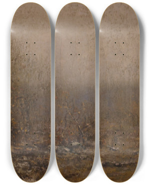 Triptych art skateboard deck of Bruce Crane December Greys by Bruce Crane (1857-1937)