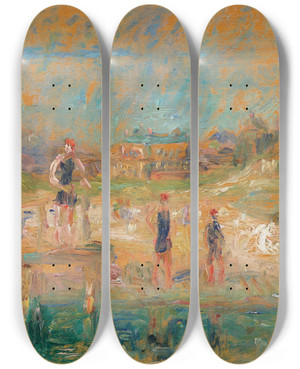 Triptych art skateboard deck of William James Glackens Bathers by William James Glackens (1870-1938)