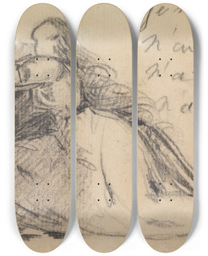 Triptych art skateboard deck of Benjamin Robert Haydon Study Of A Woman Pleading On Her Knees_2 by Benjamin Robert Haydon (1786-1846)