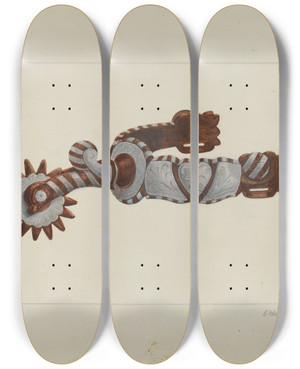 Triptych art skateboard deck of Eldon Allen Spur_3 by Eldon Allen