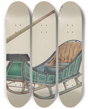 Triptych art skateboard deck of David Ramage Sleigh_1 by David Ramage