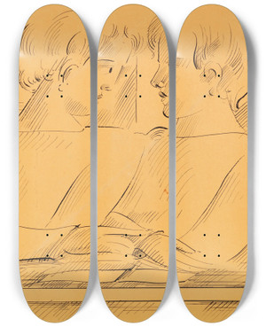 Triptych art skateboard deck of Oskar Schlemmer Duo_1 by Oskar Schlemmer (1888-1943)