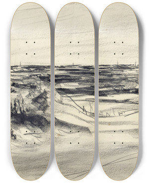 Triptych art skateboard deck of Max Liebermann Landscape by Max Liebermann (1847-1935)