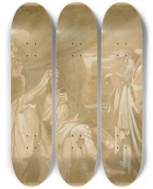 Triptych art skateboard deck of Benjamin West Alexanders Confidence With His Physician Philip by Benjamin West (1738-1820)