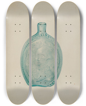 Triptych art skateboard deck of Vl Vance Washington Eagle Flask by V.L. Vance