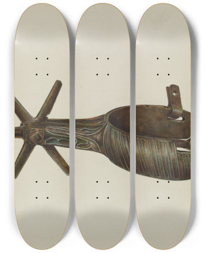 Triptych art skateboard deck of Gerald Transpota Spur_14 by Gerald Transpota (1898-1971)