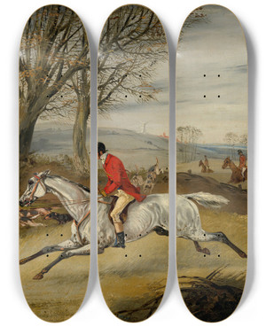 Triptych art skateboard deck of Henry Thomas Alken Full Cry_1 by Henry Thomas Alken (1785-1851)