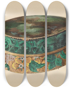 Triptych art skateboard deck of Charles Moss Hat Box by Charles Moss