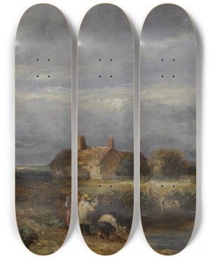 Triptych art skateboard deck of David Cox The Youngmariners by David Cox (1783-1859)