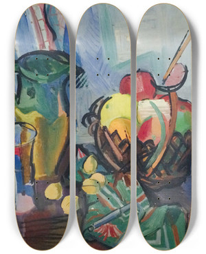 Triptych art skateboard deck of Ben Benn Still Life by Ben Benn (1884-1983)