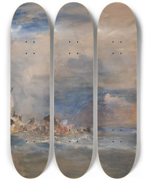 Triptych art skateboard deck of Hercules Brabazon Brabazon Folkestone by Hercules Brabazon Brabazon (1821-1906)