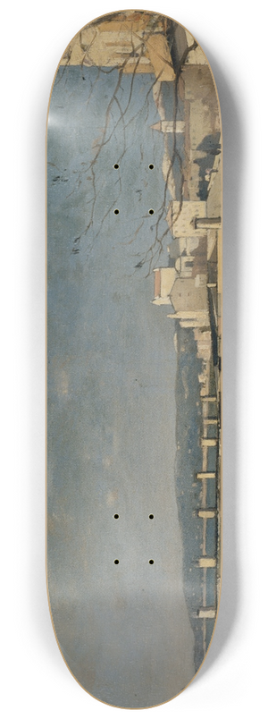 Henri-Joseph Harpignies - Un quai  Nice, Les Ponchettes 8.25 inch art skate deck