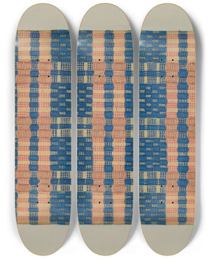 Triptych art skateboard deck of Cornelius Christoffels Coverlet_13 by Cornelius Christoffels (1879-1960)